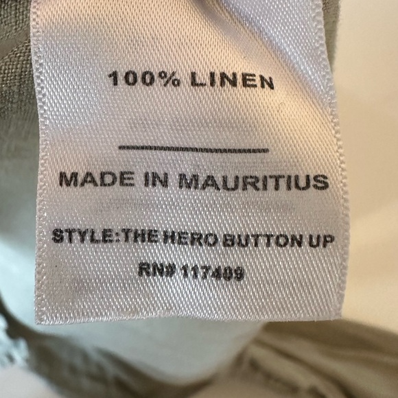 Grayson The Hero Willow Linen Button Up Shirt 3/Med - Picture 12 of 13